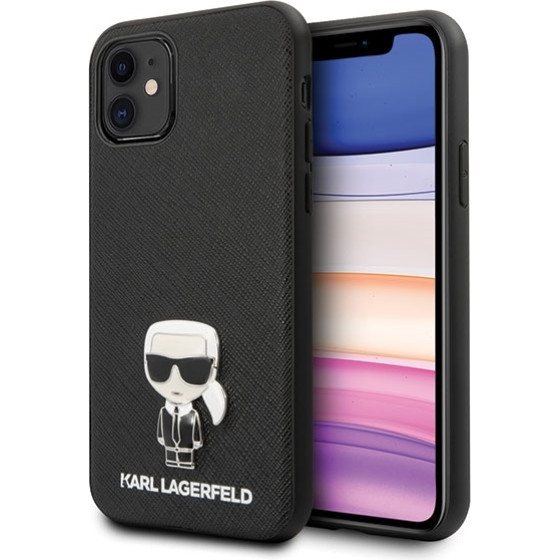 Karl Lagerfeld iPhone12 mini 5,4'' black hardcase Saffiano Ikonik Metal - (KLHCP12SIKMSBK)