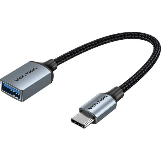 Vention - Otg Adapter - Type-C To Usb 3.0, Cotton Braided, 5Gbps, Gaming, No Lag And Latency - Gray - (CCXHB)