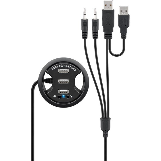 Goobay 3-Port Usb Built-In Hub With 2x 3.5 Mm Jack Sockets - (93894)