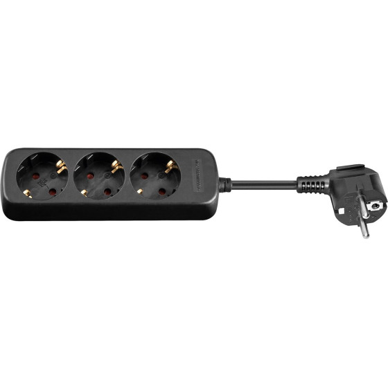 Goobay 3-Way Power Strip, 1.5 m, Black - (51295)