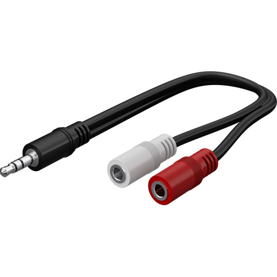 Goobay 3.5 Mm Audio Y-Shaped Cable Adapter, 1x Male To 2x Female Mono - (50465)