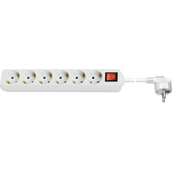 Goobay 6-Way Power Strip With Switch, 5 m, White - (38845)