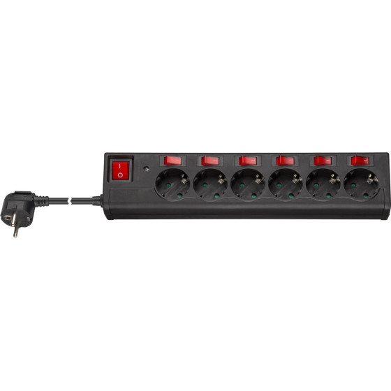 Goobay 6-Way Surge-Protected Power Strip With Switch, 1.5 m - (72567)