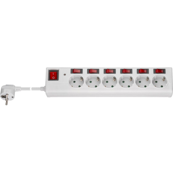Goobay 6-Way Surge-Protected Power Strip With Switch, 1.5 m - (72568)