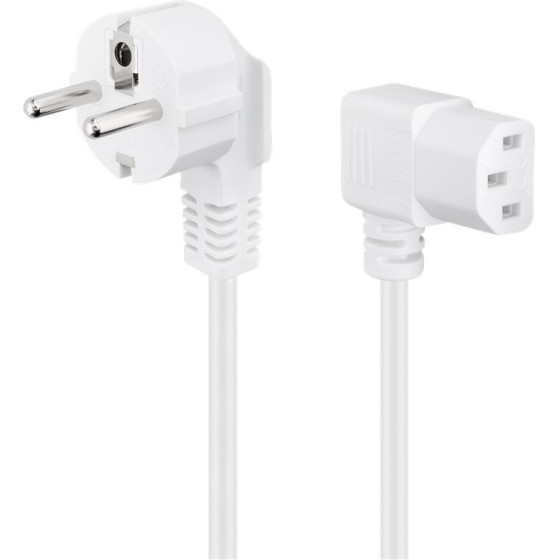 Goobay Angled Iec Cord On Both Sides, 1.5 m, White, (3*0.75 mm�) - (96043)