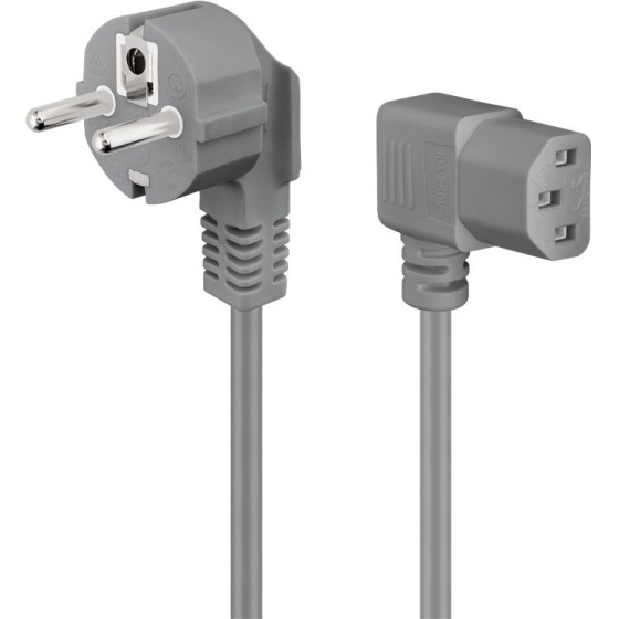 Goobay Angled Iec Cord On Both Sides, 2 m, Grey, (3*0.75 mm�) - (50079)