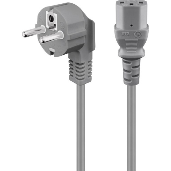 Goobay Angled Iec Cord, 2 m, Grey, (3*0.75 mm�) - (50076)