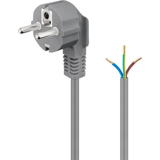 Goobay Angled Protective Contact Cable For Assembly, 1.5 m, Grey, (3*0.75 mm�) - (93975)