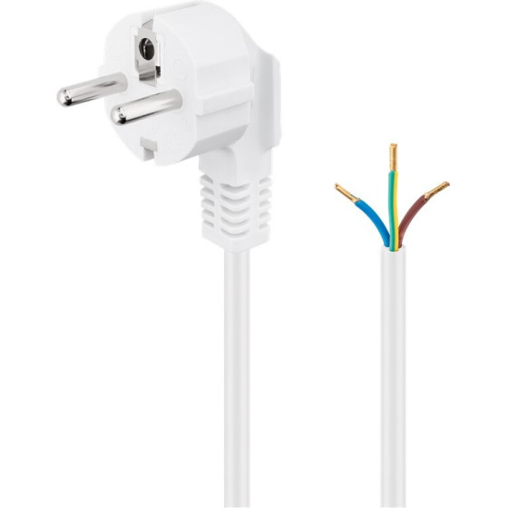 Goobay Angled Protective Contact Cable For Assembly, 1.5 m, White, (3*0.75 mm�) - (93977)