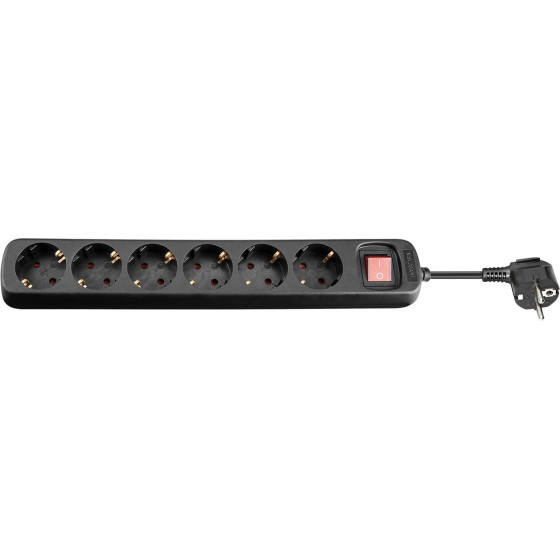Goobay 6-Way Power Strip With Switch, 1.5 m, Black - (51290)