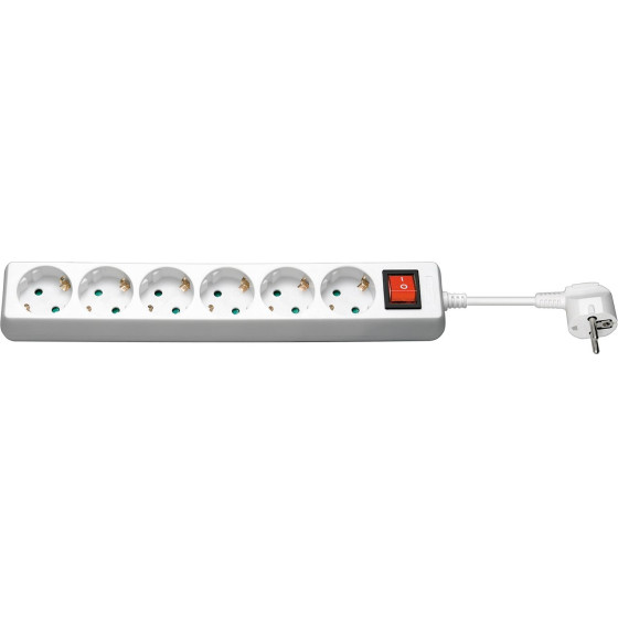 Goobay 6-Way Power Strip With Switch, 1.5 m, White - (51288)