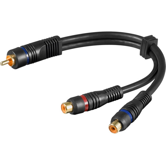 Goobay Audio Y Cable Adapter, 1x Stereo Rca Male To 2x Rca Female, OFC, Double-Shielded - (50930)
