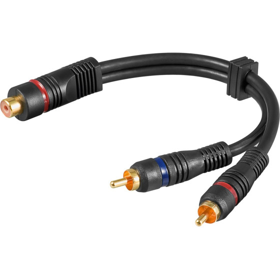 Goobay Audio Y Cable Adapter, 2x Rca Male To 1x Stereo Rca Female, OFC, Double-Shielded - (50375)