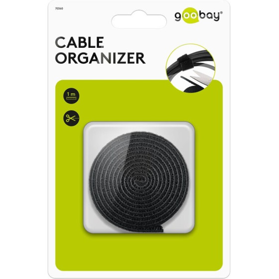 Goobay Cable Management Set With Hook-and-Loop Fastener Roll (1 m) - (70360)