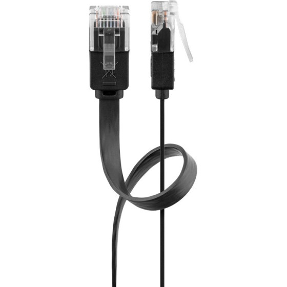 Goobay Cat 6 Flat Patch Cable, U/UTP, Black - (95386)