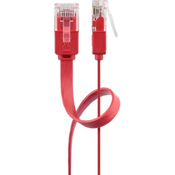 Goobay Cat 6 Flat Patch Cable, U/UTP, Red - (96400)