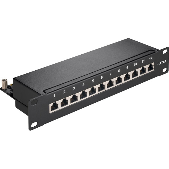 Goobay Cat 6a 10 Inch (25.4 cm) Patch Panel, 12 Port - (93796)