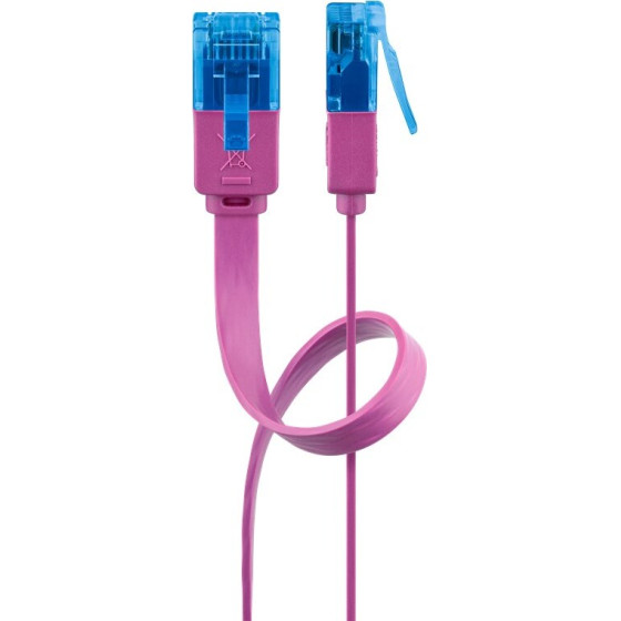 Goobay Cat 6A Flat Patch Cable U/UTP, Magenta - (96298)