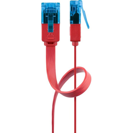 Goobay Cat 6A Flat Patch Cable U/UTP, Red - (96300)