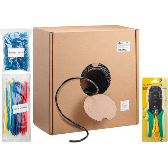 Goobay Cat 6A Outdoor Network Cable Set, U/UTP, Black - (55441)