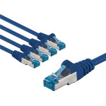 Goobay Cat 6A Patch Cable S/Ftp (PiMF), 5 m, blue, Set Of 5 - (67532)