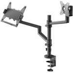 Goobay Deluxe Monitor Mount With Laptop Arm, Black - (74417)