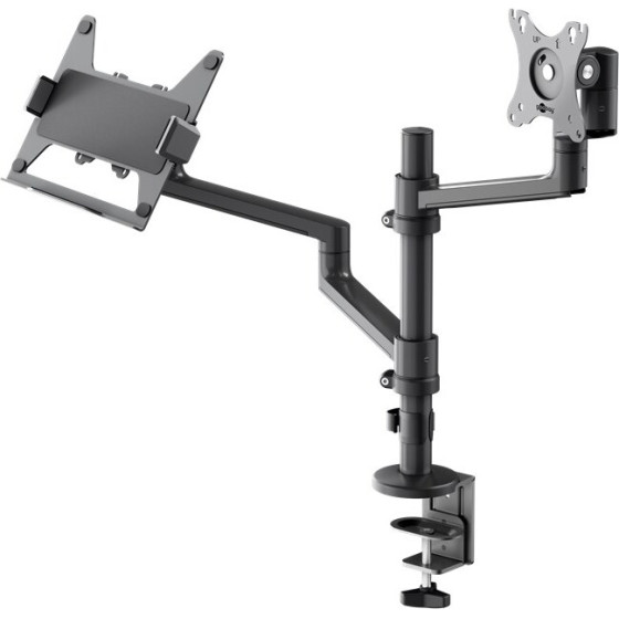 Goobay Deluxe Monitor Mount With Laptop Arm, Black - (74417)