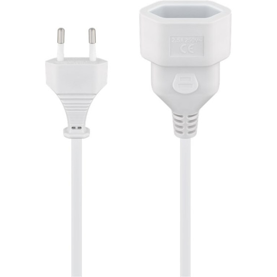 Goobay Extension Lead Europlug, 5 m, white, (2*0.75 mm�) - (50509)