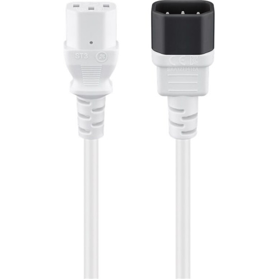 Goobay Extension Lead With C13 Socket And C14 plug, 1 m, White, (3*0.75 mm�) - (97582)
