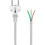 Goobay Heat-Resistant Protective Contact Cable For Assembly, 3 m, White And Silver, (3*0.75 mm�) - (50504)
