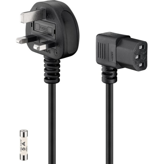 Goobay Iec Cord Uk 90�, 2 m, black, (3*1 mm�) - (45767)