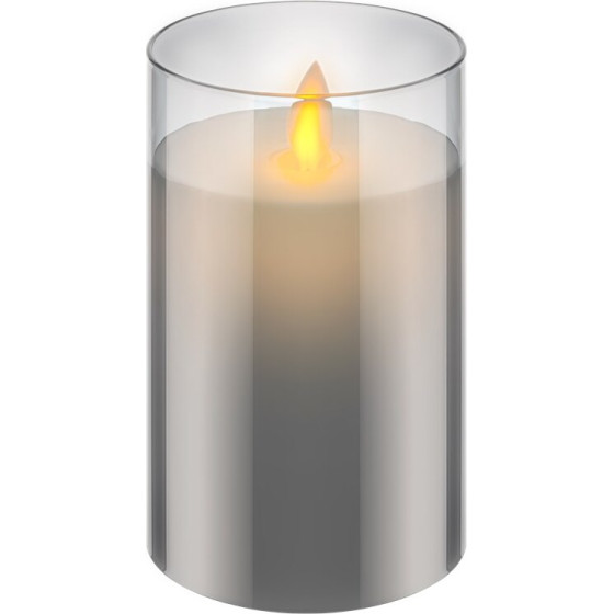 Goobay Led Real Wax Candle In Glass, 7.5 x 12.5 cm, Grey-Transparent - (60371)