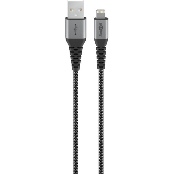 Goobay Lightning USB-A Textile Cable With Metal Plugs, 2 m - (49269)