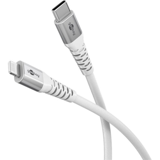 Goobay Lightning USB-C(TM) Supersoft Textile Cable With Metal Plugs, 0.5 m, White - (74518)