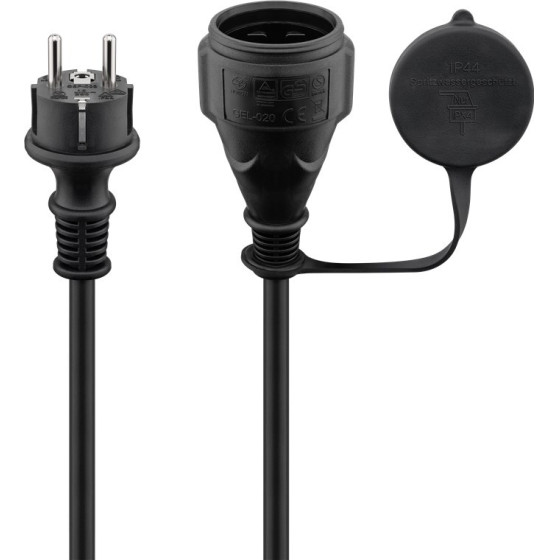 Goobay Mains Cable Outdoor, 10 m, black, (3*1.5 mm�) - (71475)