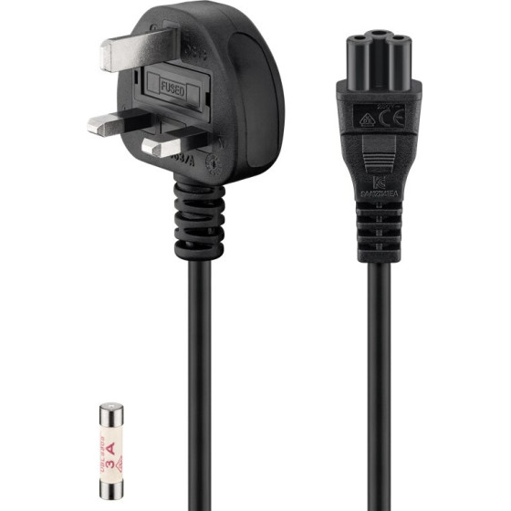 Goobay Mains Cable UK, 1.8 m, black, (3*0.75 mm�) - (96046)