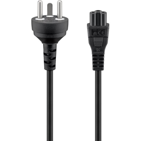 Goobay Mains Connection Cable Denmark, 2 m, Black, (3*0.75 mm�) - (30857)