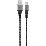 Goobay Micro-Usb To USB-A Textile Cable With Metal Plugs (Space Grey/Silver), 1 m - (49282)