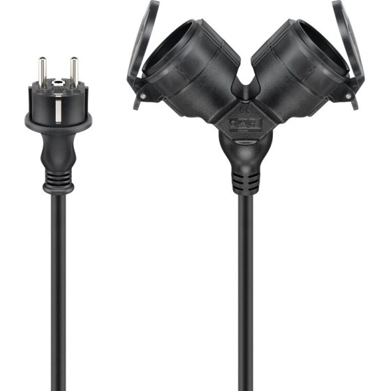 Goobay Outdoor Double Extension Cable, 10 m, black, (3*1.5 mm�) - (65435)