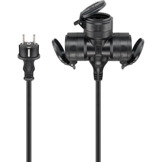 Goobay Outdoor Triple Extension Cable, 5 m, black, (3*1.5 mm�) - (65437)