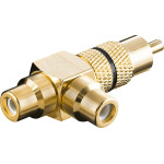 Goobay Rca Y Adapter, Male To 2x Female, Gold Version, Black - (11387)