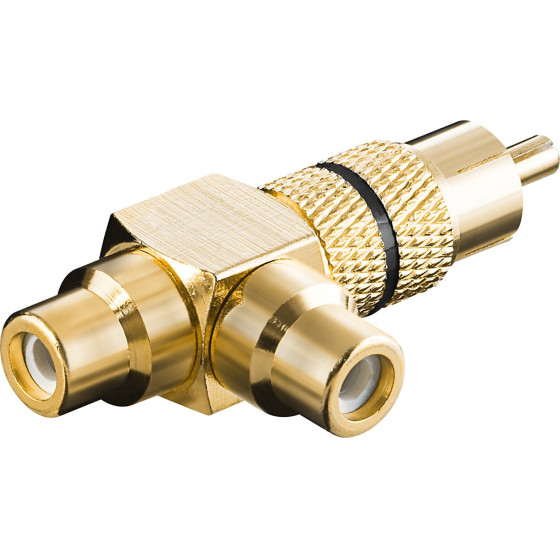 Goobay Rca Y Adapter, Male To 2x Female, Gold Version, Black - (11387)