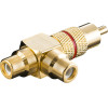 Goobay Rca Y Adapter, Male To 2x Female, Gold Version, Red - (11388)
