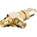 Goobay Rca Y Adapter, Male To 2x Female, Gold Version, Red - (11388)