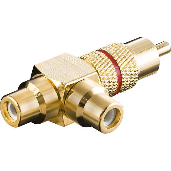 Goobay Rca Y Adapter, Male To 2x Female, Gold Version, Red - (11388)