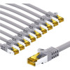 Goobay RJ45 Patch Cord Cat 6A S/Ftp (PiMF), 500 MHz, With Cat 7 Raw Cable, 5 m, grey, Set Of 10 - (69521)