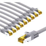 Goobay RJ45 Patch Cord Cat 6A S/Ftp (PiMF), 500 MHz, With Cat 7 Raw Cable, 5 m, grey, Set Of 10 - (69521)