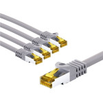 Goobay RJ45 Patch Cord Cat 6A S/Ftp (PiMF), 500 MHz, With Cat 7 Raw Cable, 5 m, grey, Set Of 5 - (69497)