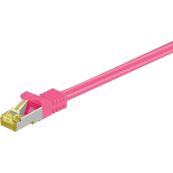 Goobay RJ45 Patch Cord CAT 6A S/FTP (PiMF), 500 MHz, with CAT 7 Raw Cable, magenta 10 m - (91641)