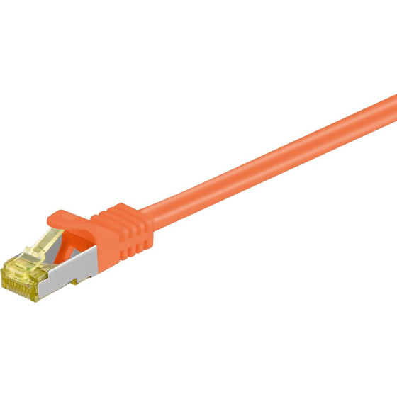 Goobay RJ45 Patch Cord Cat 6A S/Ftp (PiMF), 500 MHz, With Cat 7 Raw Cable, Orange - (91651)